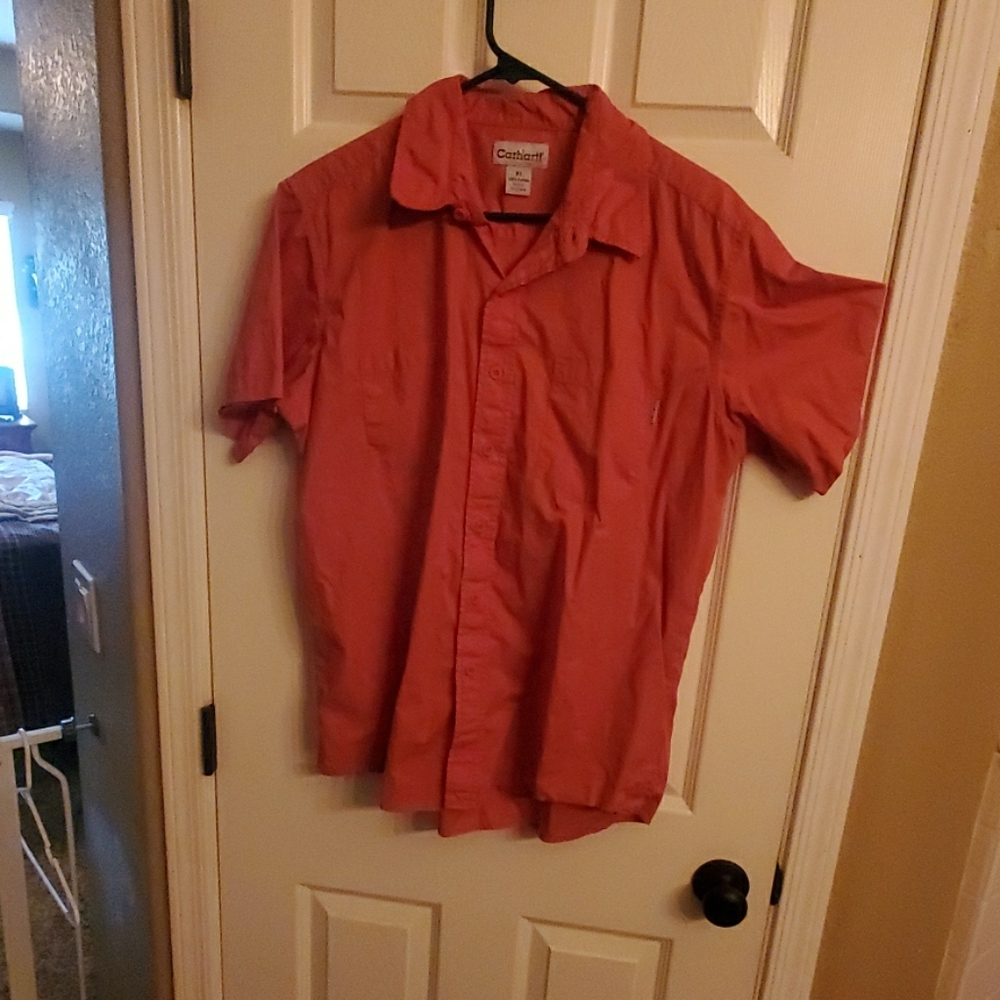 Dark orange button down.